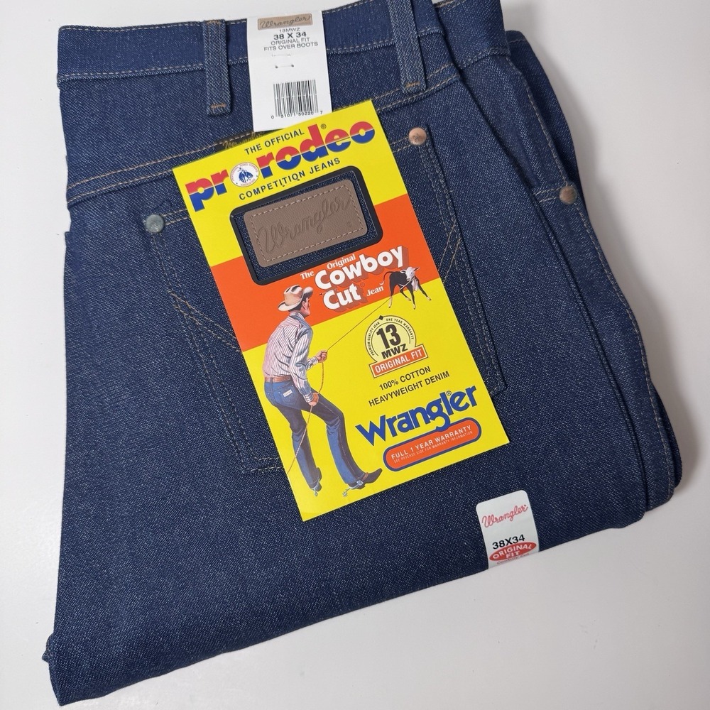 Wrangler Jeans Mens 38x34 Blue Cowboy Cut Original Fit 13MWZ Pro Rodeo NWT